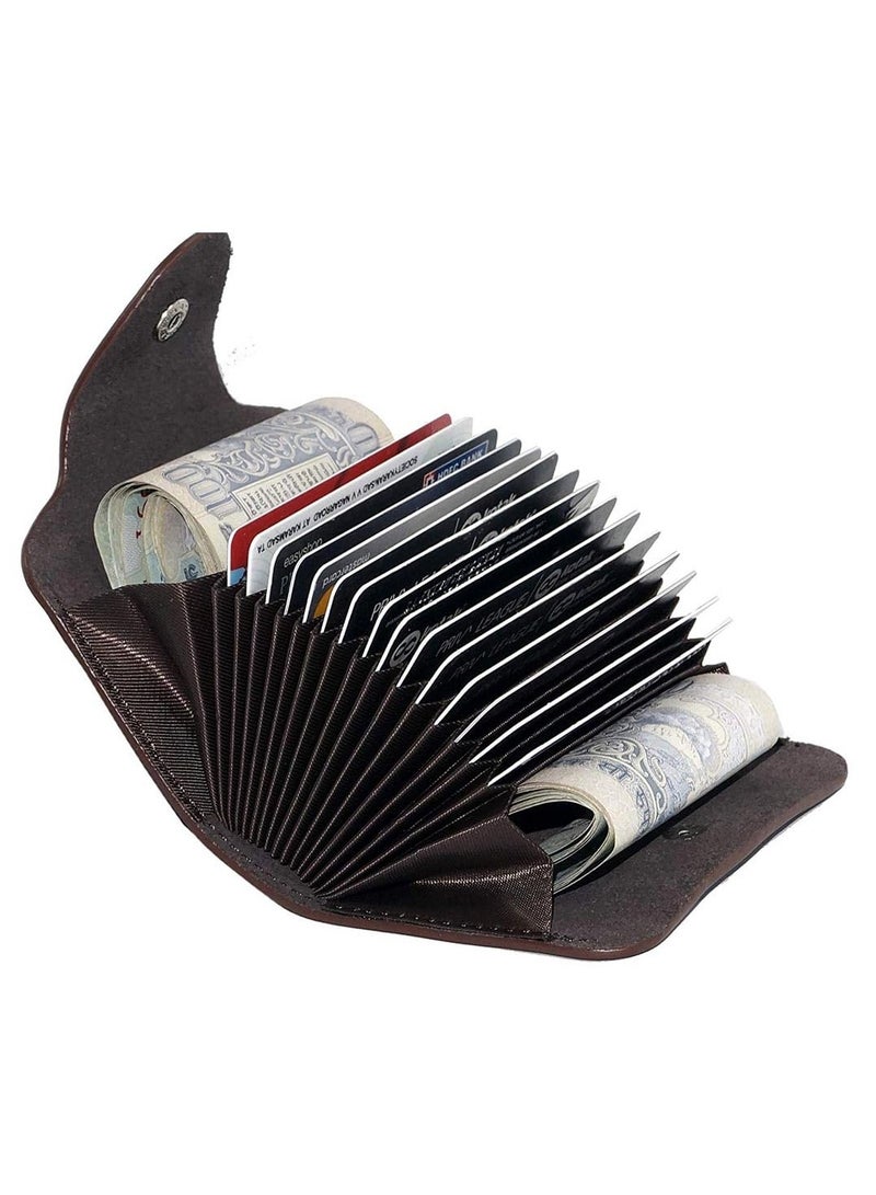 Accessorize Kingdom Dark Brown 15 Slots Leather Credit/Debit Card Holder Wallet for Men & Women (Set of 1 Dark Brown) - Image 1