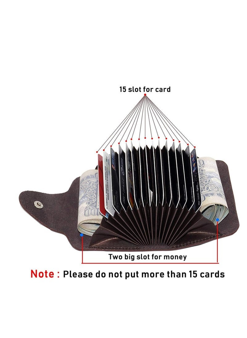 Accessorize Kingdom Dark Brown 15 Slots Leather Credit/Debit Card Holder Wallet for Men & Women (Set of 1 Dark Brown) - Image 5