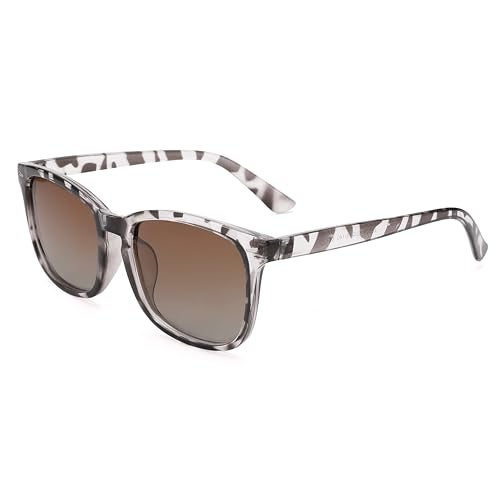 COASION Women's Polarized Sunglasses for Medium to Large Faces - Fashion Square Shades UV400 Protection(Tortoise/Gradient Brown) - Image 1