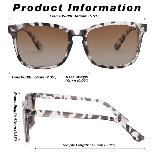 COASION Women's Polarized Sunglasses for Medium to Large Faces - Fashion Square Shades UV400 Protection(Tortoise/Gradient Brown) - Image 5