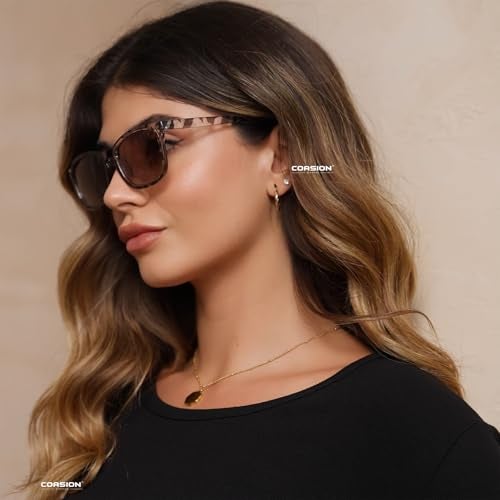 COASION Women's Polarized Sunglasses for Medium to Large Faces - Fashion Square Shades UV400 Protection(Tortoise/Gradient Brown) - Image 2