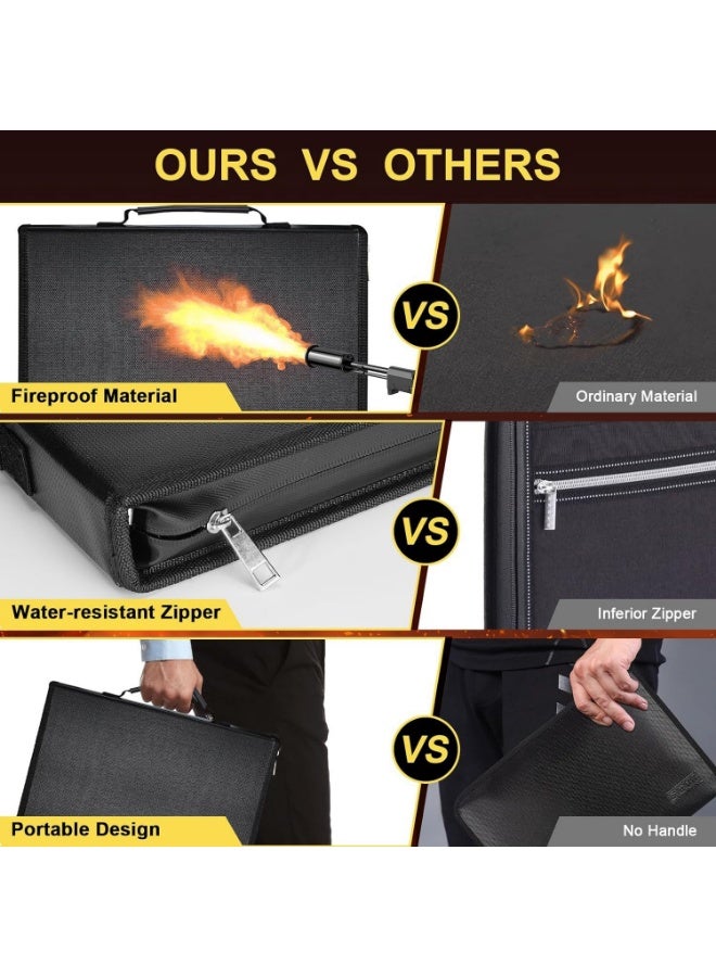 Fireproof & Waterproof Accordion Document File Bag, Foldable Expanding Organizer with Zipper, Large Capacity File Folder (No Handle) - Image 5