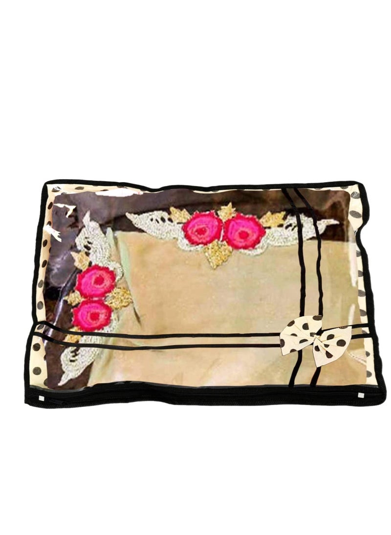 Kuber Industries Kuber Industries Non Woven Dots Design Single Packing Saree Cover 12 Pcs Set Ivory  - Image 2