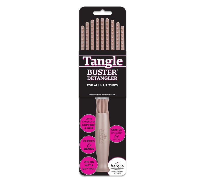 KareCo Premium Tangle Buster Brush â€“ Soft Nylon Travel-Friendly Bristles â€“ Long Durable Rubber Handle â€“ Ideal for Wet and Dry Hair & Easy Grooming, Cashmere Color - Image 2