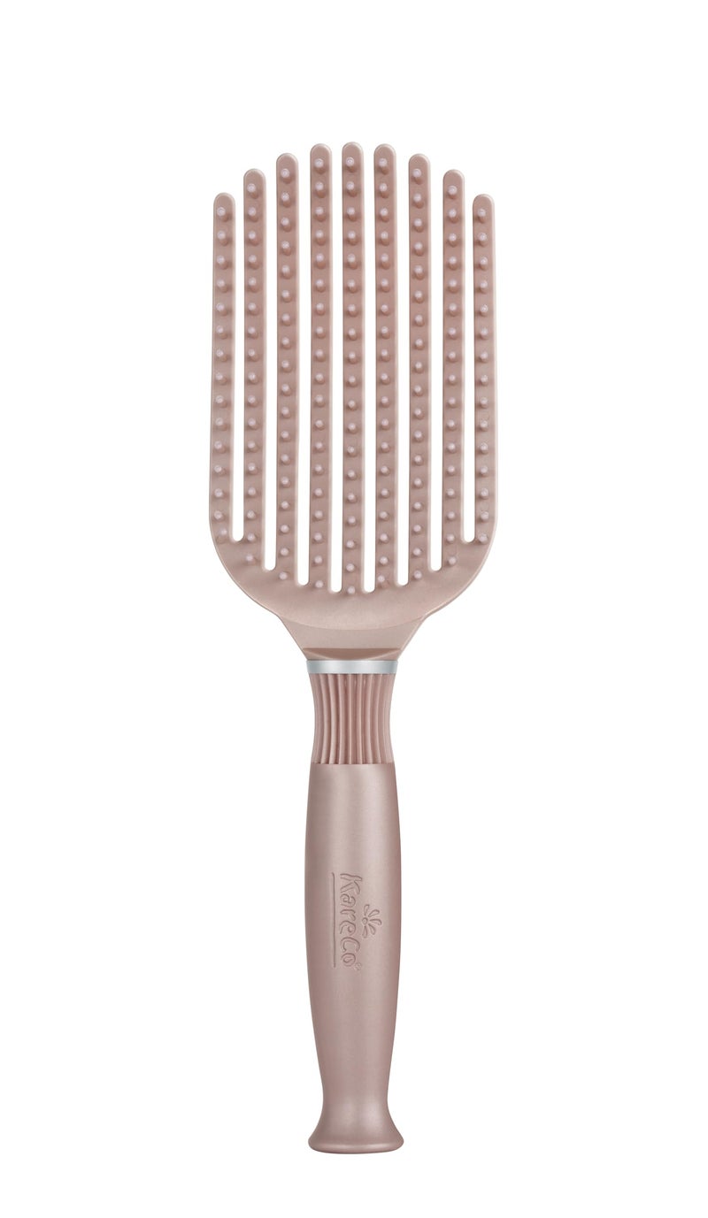 KareCo Premium Tangle Buster Brush â€“ Soft Nylon Travel-Friendly Bristles â€“ Long Durable Rubber Handle â€“ Ideal for Wet and Dry Hair & Easy Grooming, Cashmere Color - Image 1