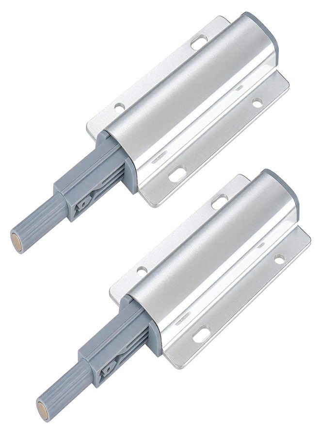 Atom Magnetic Catcher for Kitchen Cabinet Door, Heavy Duty Push to Open Close Door System for Drawer, Closure, Cupboard, Wardrobe, Closet (Pack of 2, Silver) - Image 1