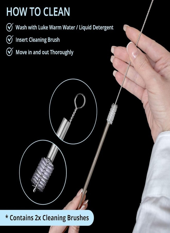 Bulfyss Reusable BPA-Free Metal, Thick, Long, Dishwasher Safe Stainless Steel Drinking Straws, 8.5 Inches (2 Straight, 2 Bend and 1 Cleaning Brush - Set of 4 - Image 5