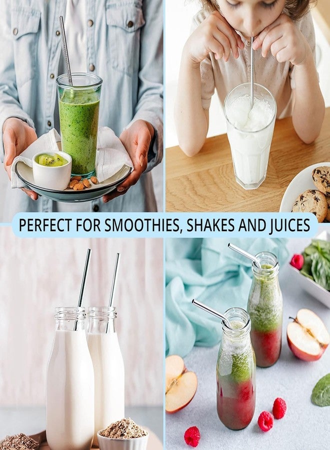 Bulfyss Reusable BPA-Free Metal, Thick, Long, Dishwasher Safe Stainless Steel Drinking Straws, 8.5 Inches (2 Straight, 2 Bend and 1 Cleaning Brush - Set of 4 - Image 3
