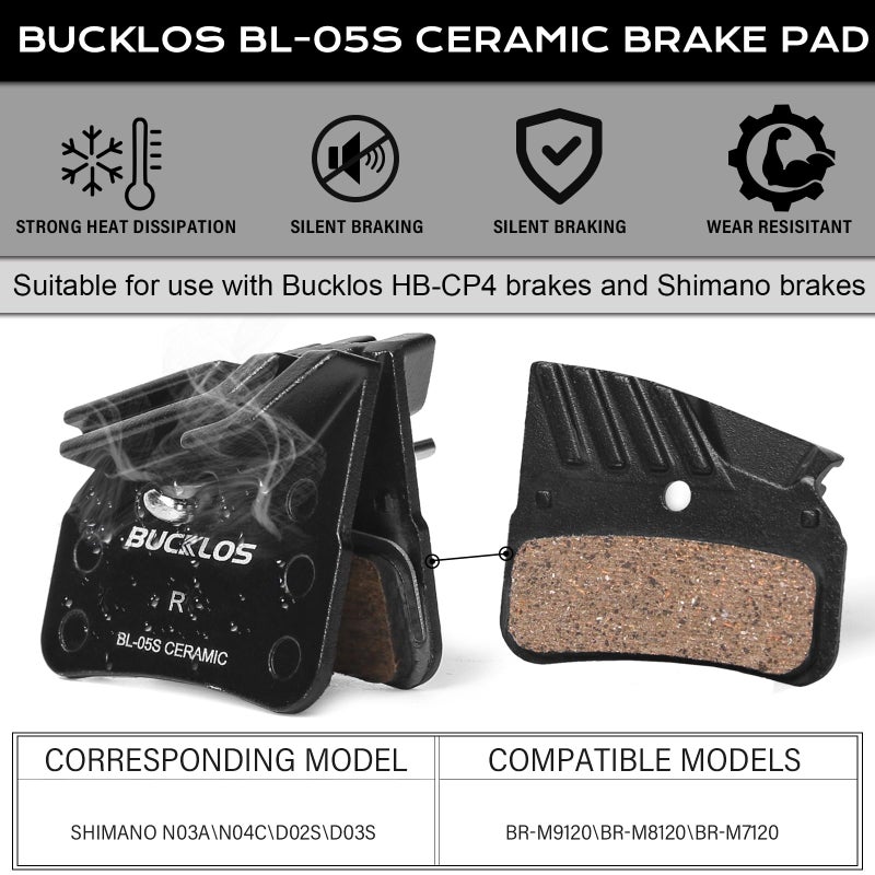 BUCKLOS MTB Hydraulic Disc Brake Set 4 Pistons Front 850mm and Rear 1550mm Hydraulic Brakes with Aluminum Alloy Lever with Caliper Ceramic Brake Pad Fit Mountain Bike,Ebike,Fat Bike HB-CP4 (Pre-Bled) - Image 4