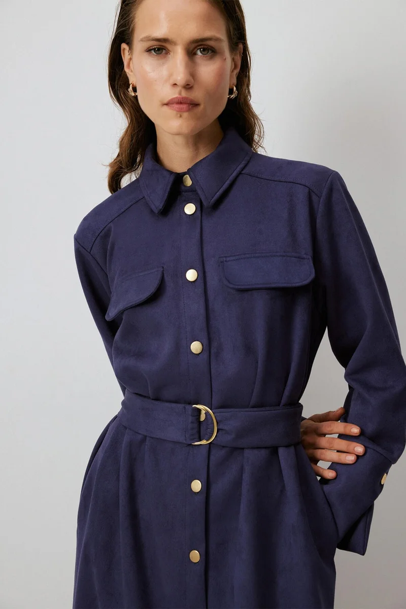 توتشي Gold Buttoned Shirt Dress