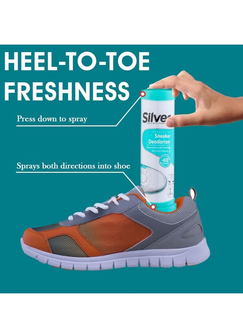 Silver Shoe Sneaker Deodorizer Spray, Freshens and Neutralizes Odor From Sneakers Shoes, Boots, Gym Bags & More 100ml - Image 3