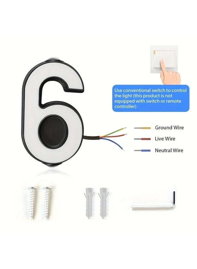 Modern Floating House Numbers 6 Inch Light Up Address Sign Black Aluminum - Image 1