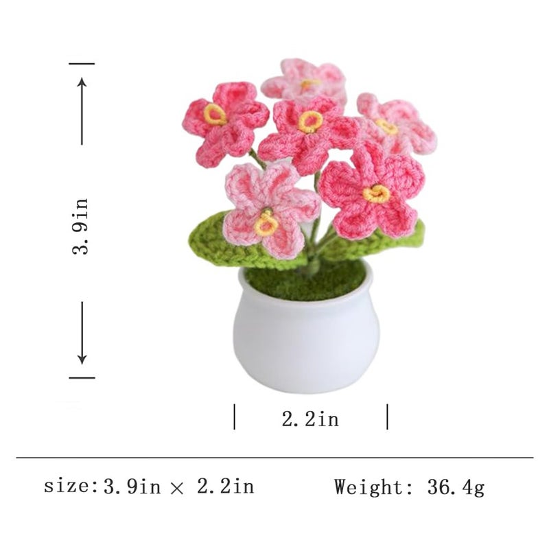 MofivKce Handmade Crochet Forget-Me-Not Artificial Flowers - No Maintenance Potted Plants for Home Decor, Wedding & Birthday Gifts (Gradient Pink) - Image 2