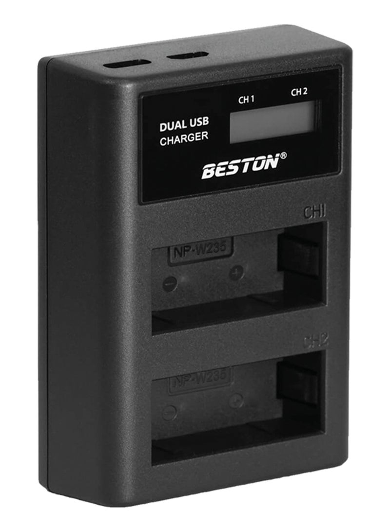 BESTON BESTON W235C LCD Dual USB Charger (Micro USB Type-C) for Fujifilm Camera Battery NP-W235c - Image 1