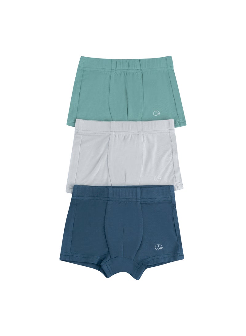 Anvi Baby Organic Bamboo Boxer Brief Underwear Set Of 3- Green/Grey/Navy 5/6  - Image 1