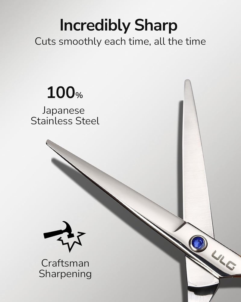 ULG Hair Cutting Scissors, ULG Professional Hair Scissors 5.5 inch Right-Hand Razor Edge Barber Shears Salon Hair Cutting Shears Made of Japanese Stainless Steel, Hand Sharpened Blue - Image 3