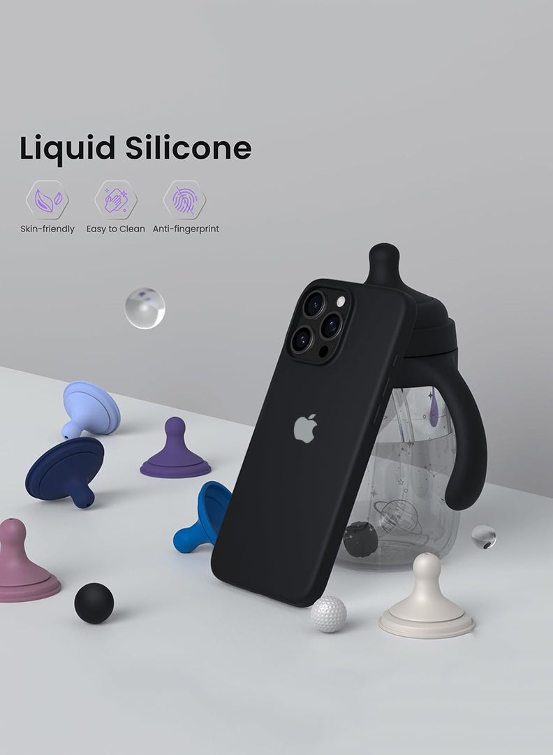 Case Up Compatible with Apple iPhone 15 Pro Max 6.7 Inch, Soft & Premium Liquid Silicone [Anti-Scratch Microfiber Lining] Shockproof Protective Slim Phone Cover- Black - Image 5