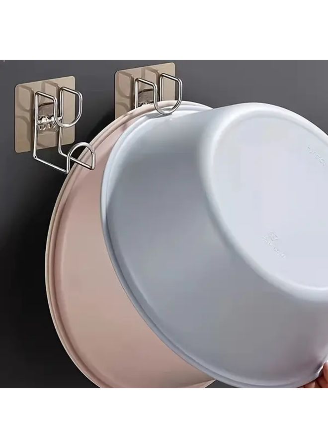 Stainless Steel Collapsible Basin Hooks Wall Mounted Storage Rack 1pc - Image 1