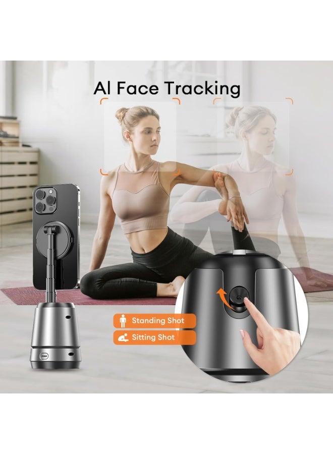 Eworld Auto Face Tracking Tripod 360° Rotation with Phone Holder Stand, Smart AI Facial Recognition, Gesture & Remote Control, Wireless Charging, Rechargeable for Live Streaming, TikTok, Video - Image 2
