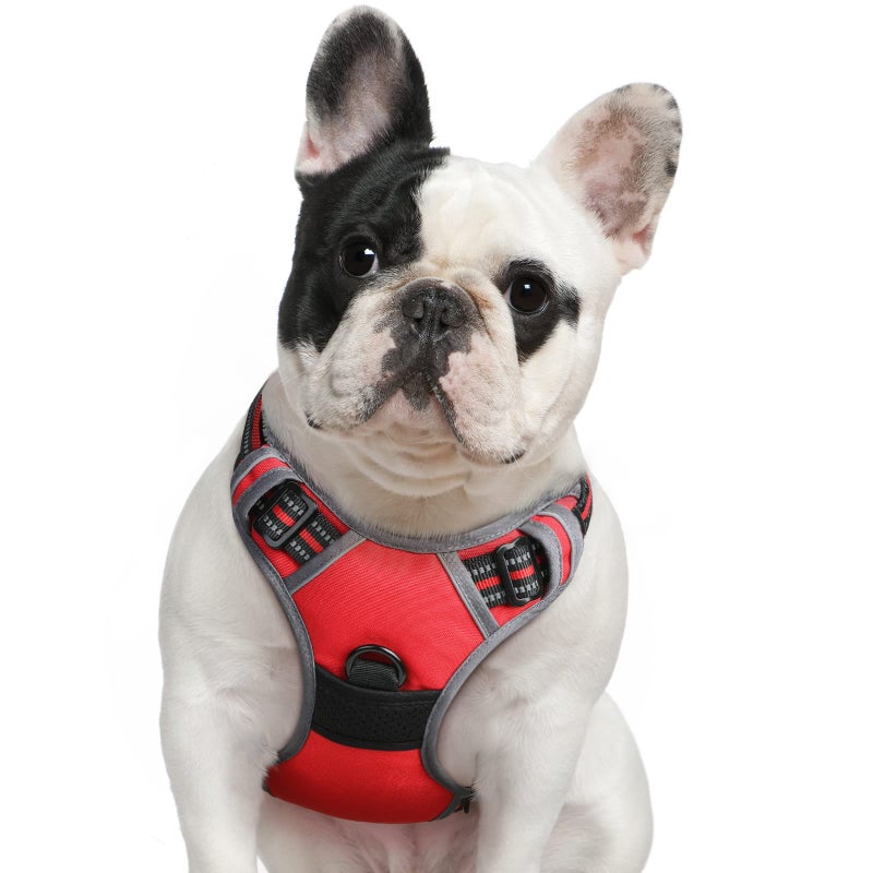 Eagloo Dog Harness Medium Sized Dog, No Pull Service Vest with Reflective Strips and Control Handle, Adjustable and Comfortable for Easy Walking, No Choke Pet Harness with 2 Metal Rings, Red, M - Image 1
