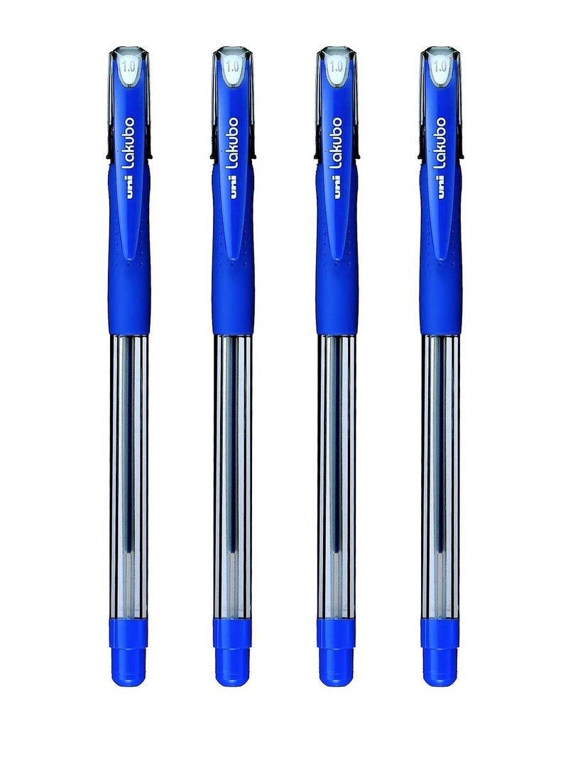 Uni 4-Piece Lakubo Ballpoint Pen 1.0mm Tip Blue Ink - Image 1