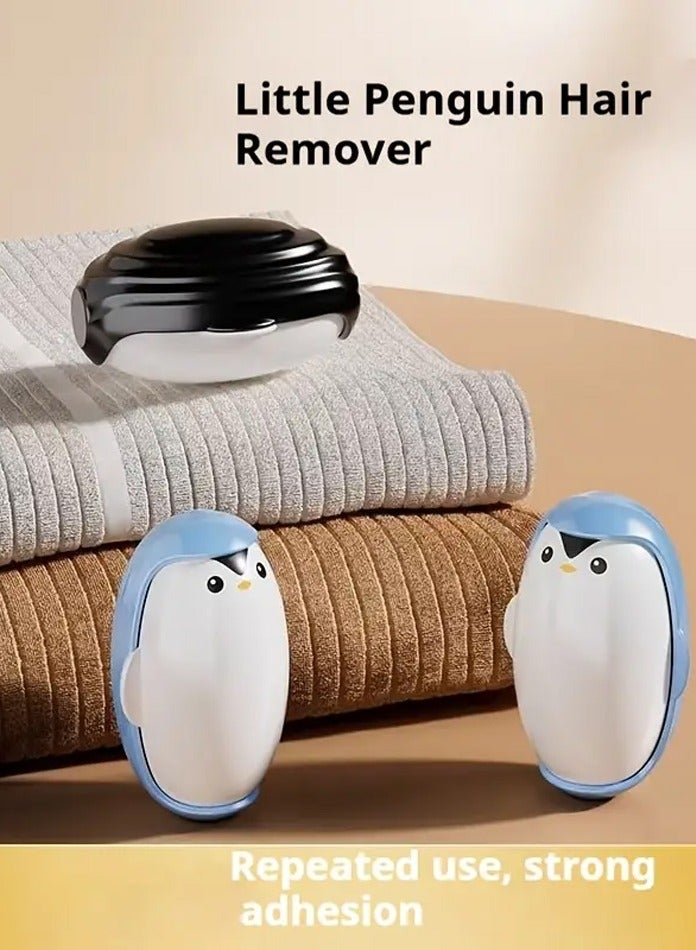 FEND Cute Penguin Washable Cloth Lint Remover - Gentle & Effective for All Clothes, 2pcs (Blue & Pink), Reusable & Eco-Friendly  - Image 2