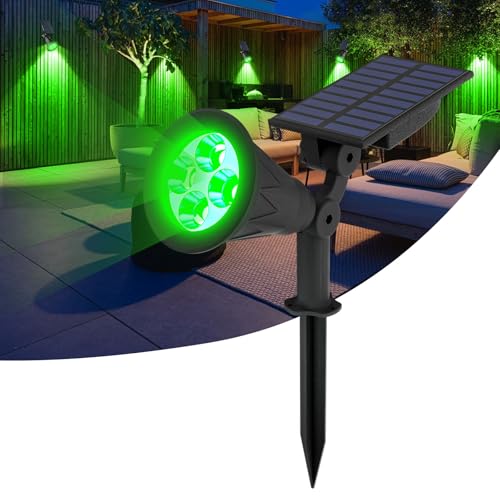 T-SUN TSUN Solar Spotlight LED Outdoor Wall Light IP65 Waterproof Autoon at NightAutoOff by Day 180Angle Adjustable for Tree Patio Yard Garden Driveway Stairs Pool Area Green - Image 1
