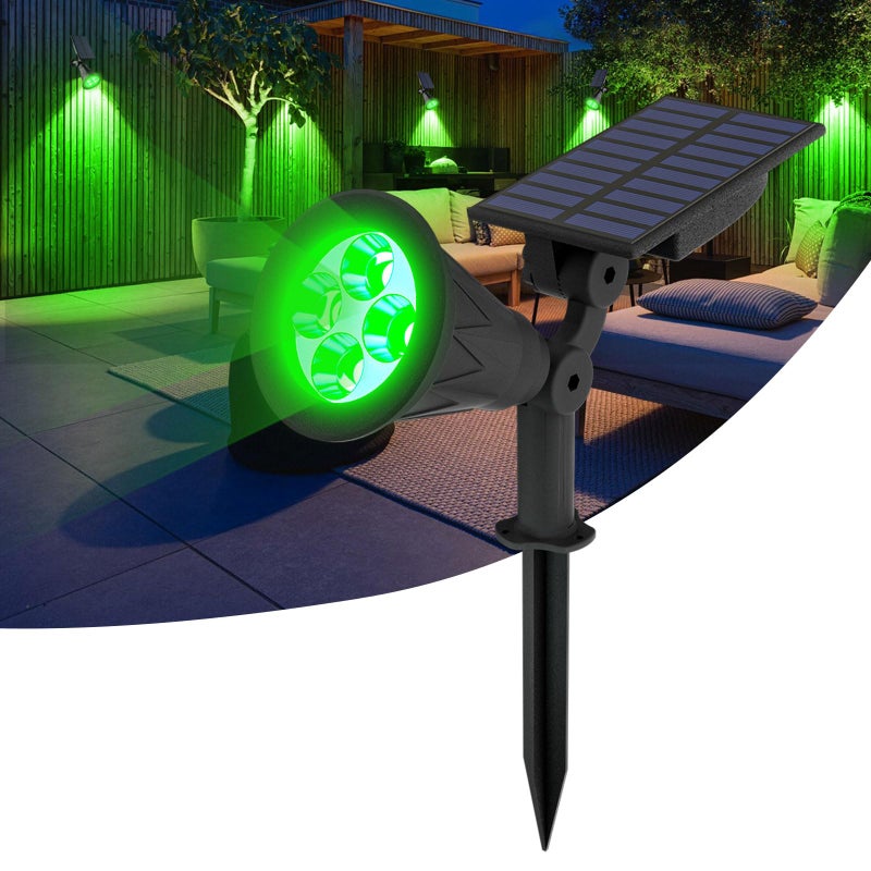 T-SUN TSUN Solar Spotlight LED Outdoor Wall Light IP65 Waterproof Autoon at NightAutoOff by Day 180Angle Adjustable for Tree Patio Yard Garden Driveway Stairs Pool Area Green - Image 2