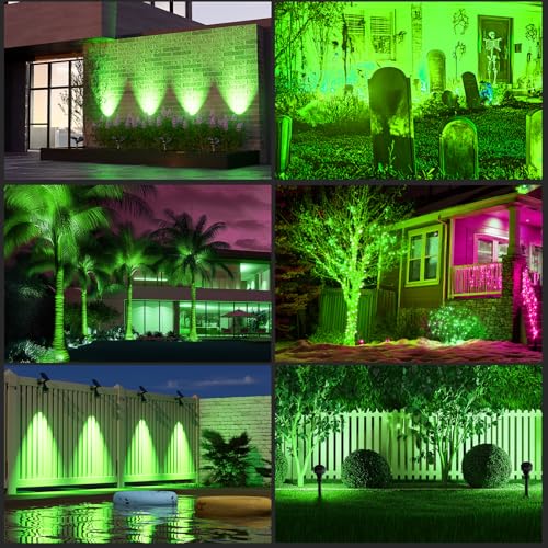 T-SUN TSUN Solar Spotlight LED Outdoor Wall Light IP65 Waterproof Autoon at NightAutoOff by Day 180Angle Adjustable for Tree Patio Yard Garden Driveway Stairs Pool Area Green - Image 3