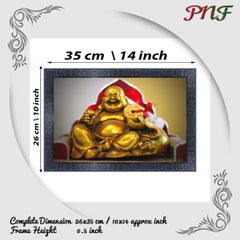 PNF pnf Poster And Frames Laughing Buddha Wooden Photo Frame With Acrylic Sheet | Living Room & Good Vibes | Home Decoration Item | Best Gifting Option (10 * 14inch,Multicolour,Synthetic) 12666  - Image 2