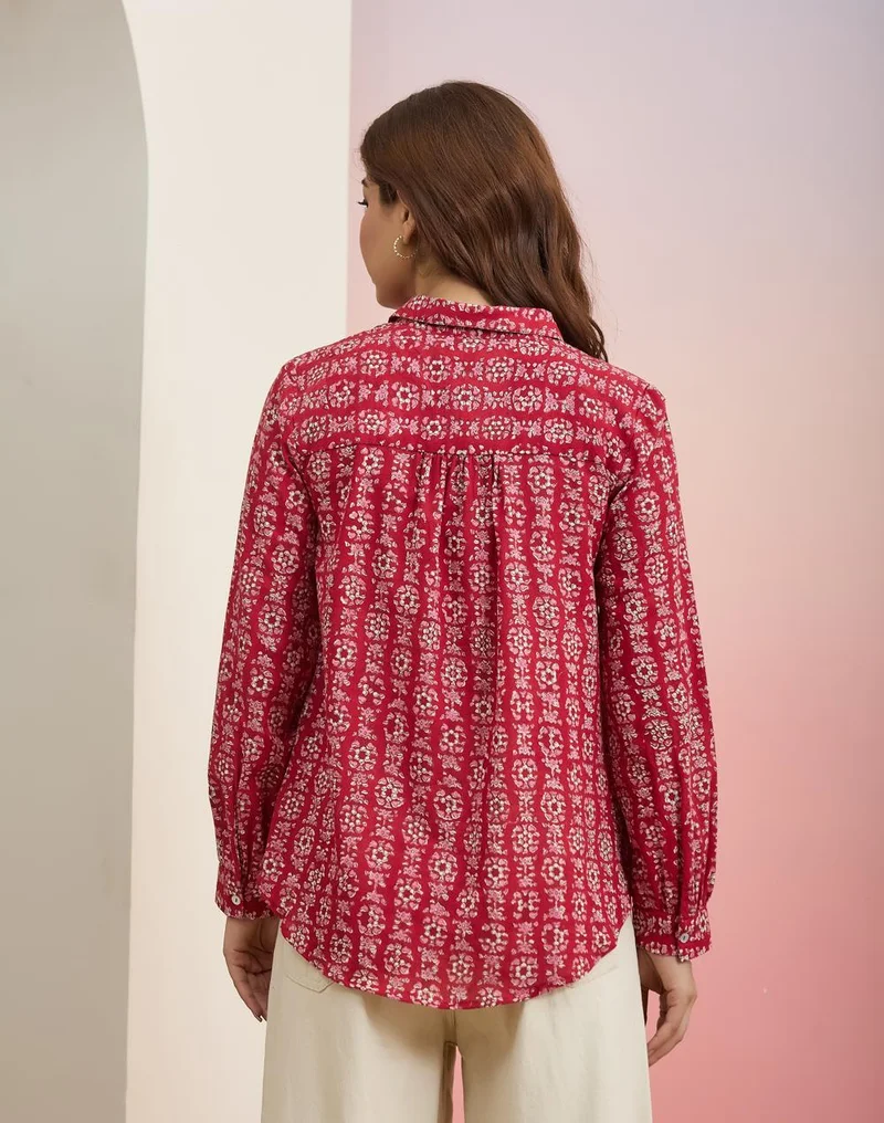 Fabindia  Red Cotton Shirt for Women | Best Price UAE