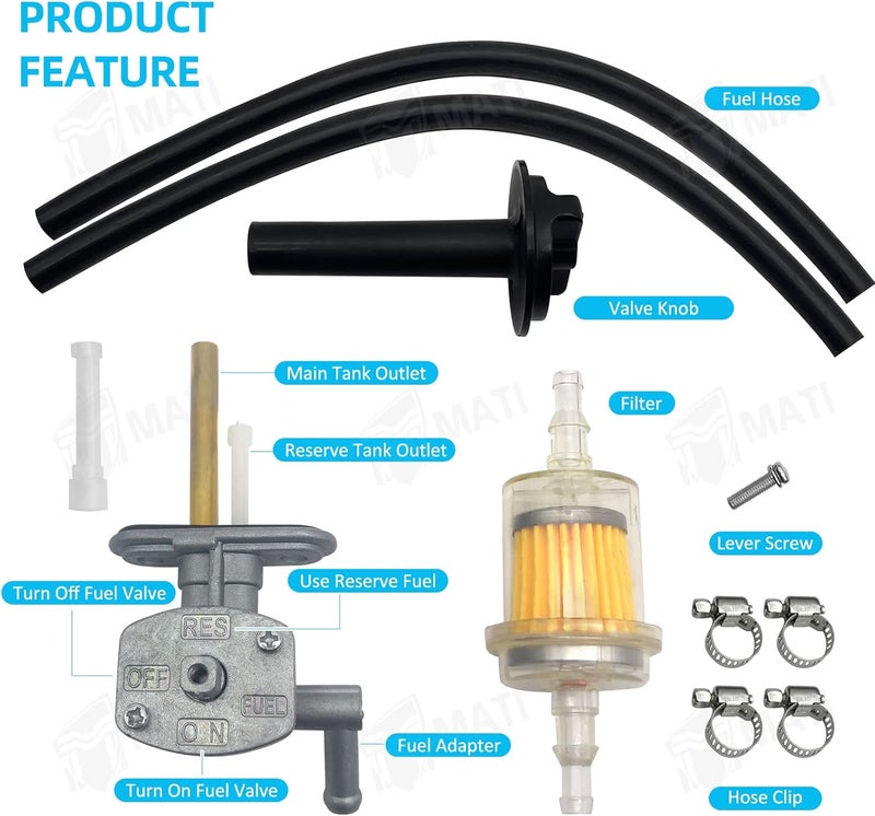 M MATI Fuel Cock Assy & Lever Replacement for Kawasaki Prairie 360 KVF360 2003-2013 Prairie 400 KVF400 1997-1998 51023-1402&92077-1098, Fuel Tank Switch Valve Part - Image 3