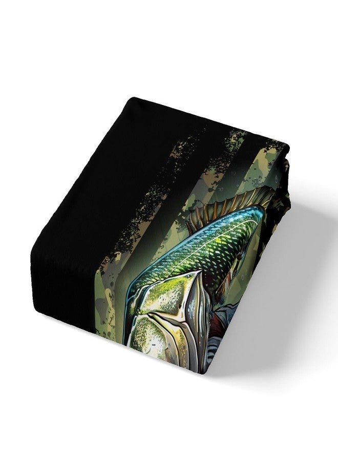 Feelyou Kids Pike Fish Fitted Sheet American Flag Bed Sheet Set Twin Size for Boys Girls Teens Bass Big Fish Bedding Set Fishing and Hunting Green Bed Cover Deep Pocket with 1 Pillow Case - Image 4