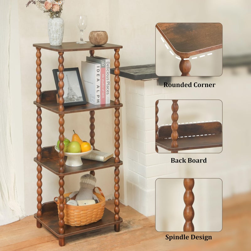 Fultyle Book Shelf, 4-Tier Bookshelf with Storage, Small Bookcase Display Shelves for Small Spaces, Bedroom, Living Room and Office with Solid Wood Legs (Rustic Brown) - Image 4
