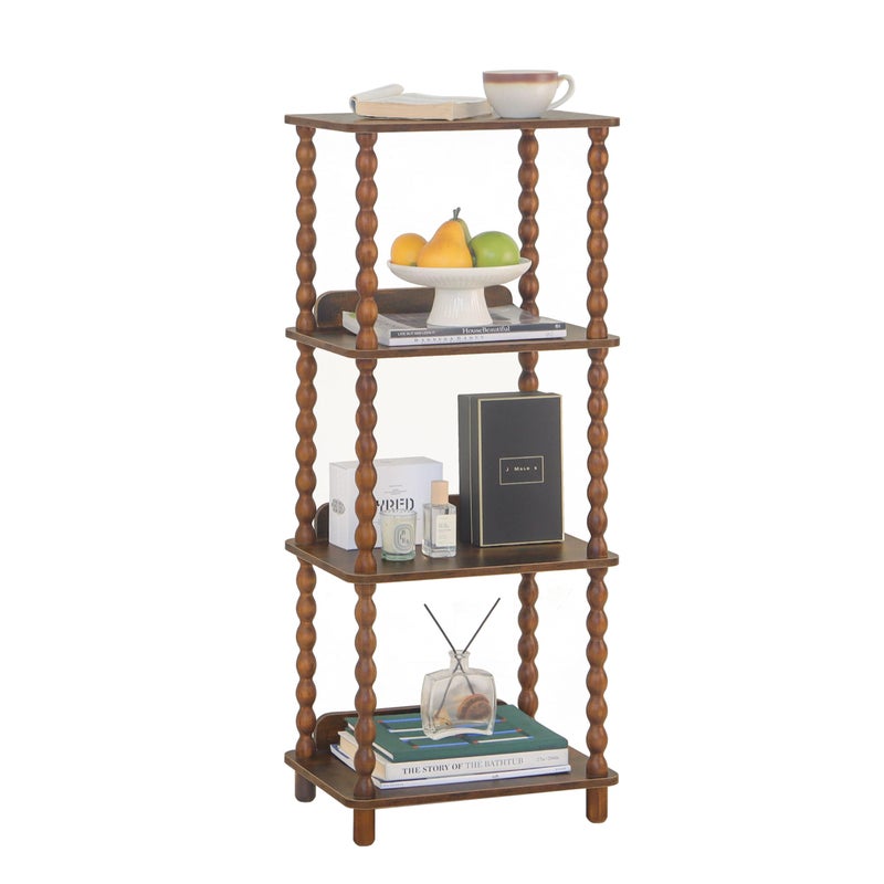 Fultyle Book Shelf, 4-Tier Bookshelf with Storage, Small Bookcase Display Shelves for Small Spaces, Bedroom, Living Room and Office with Solid Wood Legs (Rustic Brown) - Image 1