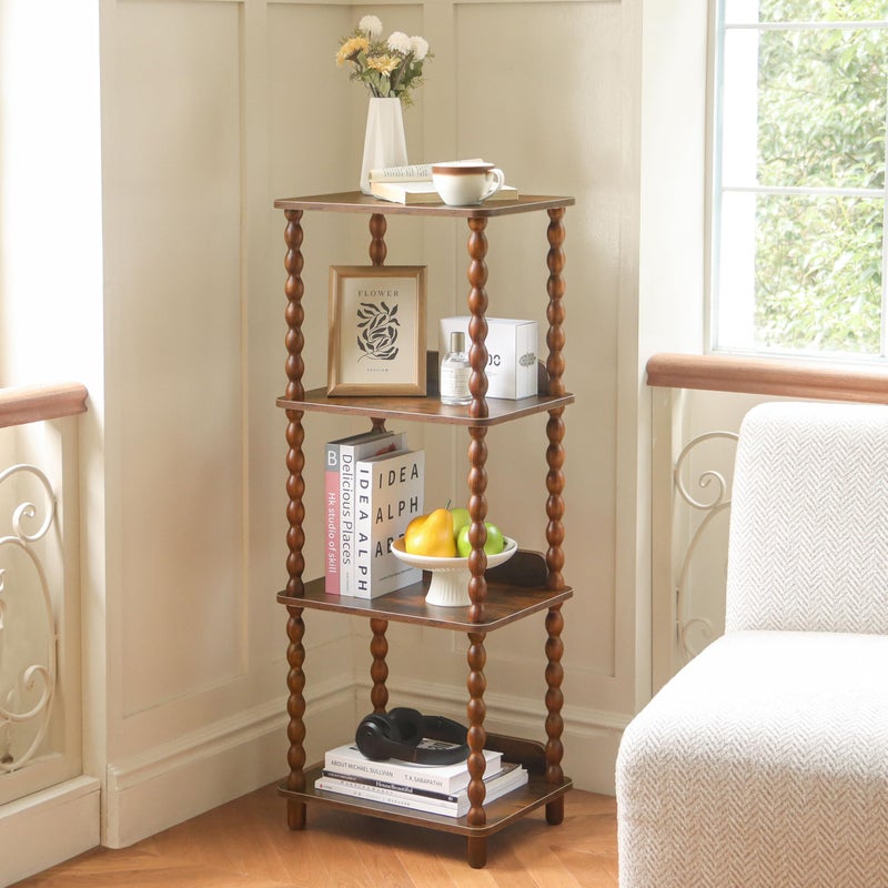 Fultyle Book Shelf, 4-Tier Bookshelf with Storage, Small Bookcase Display Shelves for Small Spaces, Bedroom, Living Room and Office with Solid Wood Legs (Rustic Brown) - Image 5
