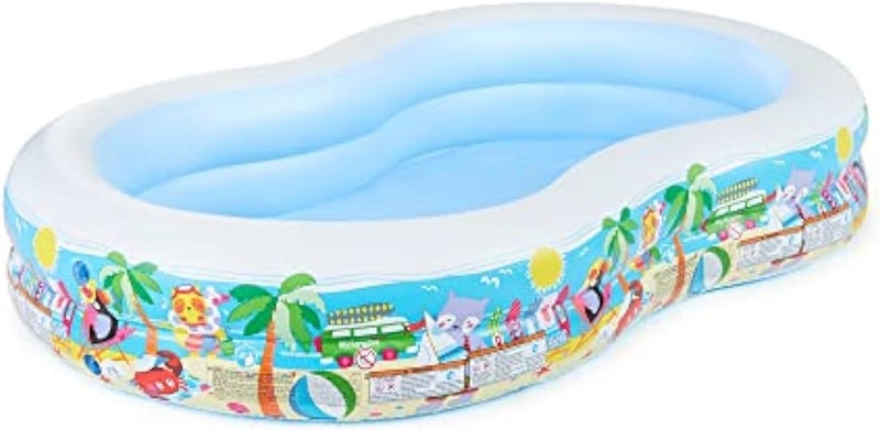 INTEX Swim Center Inflatable Paradise Seaside Swimming Pool, Multi-Colour, 56490 - Image 1