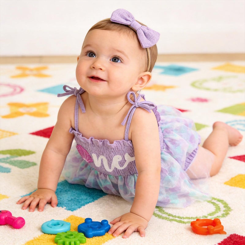 TITKKOP Baby Girl 1st Birthday Clothes One Year Old Tulle Romper Sleeveless Bodysuit Cake Smash Outfits(mermaid,12-18M) - Image 5