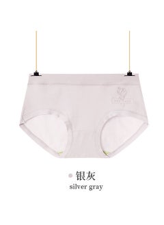 Simple Breathable Cotton Mid-waist Women Underwear Girl Style High Elastic Comfortable Breathable Underwear Tulip silver gray