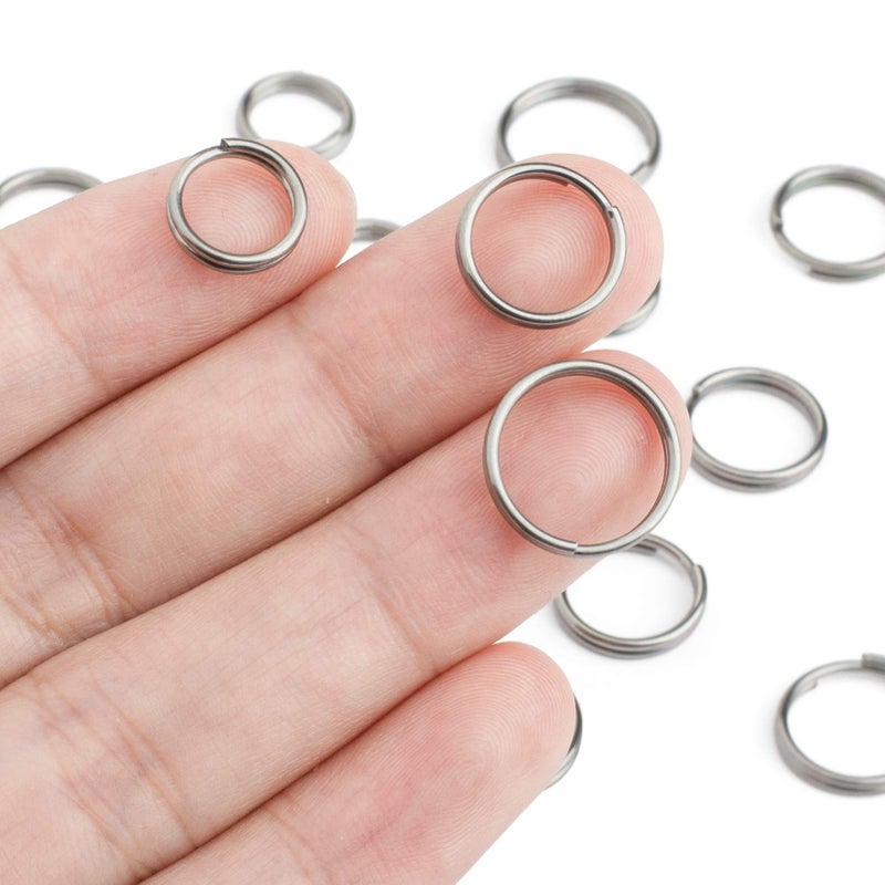 FEGVE Titanium Key Rings Split Rings, Small Keyrings, Jump Rings for Necklaces, Keys, Jewelry Attachment - 15pcs Mix 10/12/14mm (Silver) - Image 3