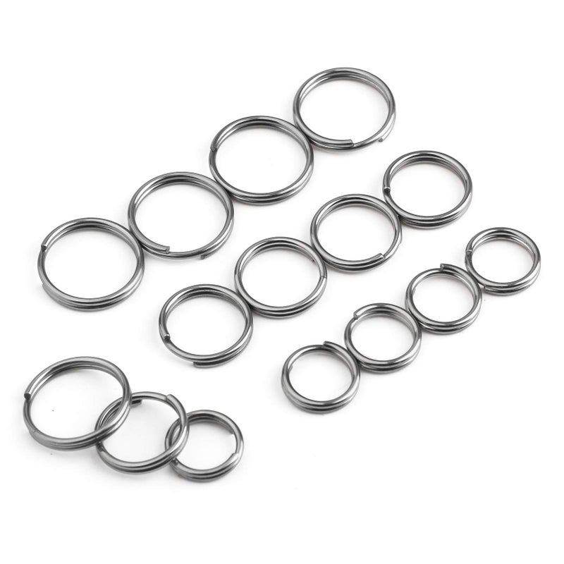 FEGVE Titanium Key Rings Split Rings, Small Keyrings, Jump Rings for Necklaces, Keys, Jewelry Attachment - 15pcs Mix 10/12/14mm (Silver) - Image 1