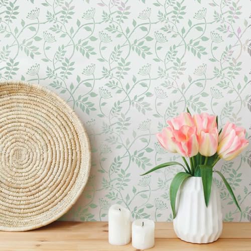 G GSS Designs 12X12Inch Trailing Leaf Pattern Wall Stencil For Painting Botanical Leaves Diy Home Decor Stencils Stencils For Painting On Walls Wood Furniture Crafts - Image 3