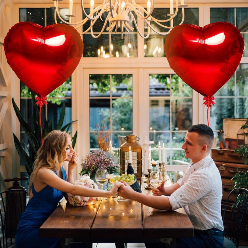 kortes Red Heart Balloons- 4Pcs 32inch Foil Heart Balloon, Valentine Day Balloons, Room Decorations Kit Party Props Decor Love Balloons Red Valentines Day Heart Balloons - Image 5