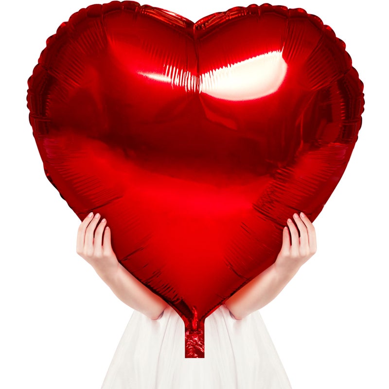 kortes Red Heart Balloons- 4Pcs 32inch Foil Heart Balloon, Valentine Day Balloons, Room Decorations Kit Party Props Decor Love Balloons Red Valentines Day Heart Balloons - Image 1