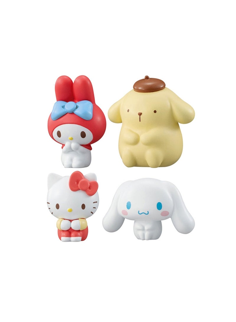 Melody, Hello Kitty, Cinnamon Dog, Pudding Dog Car Cake Ornaments Gachapon Doll (4 Packs)