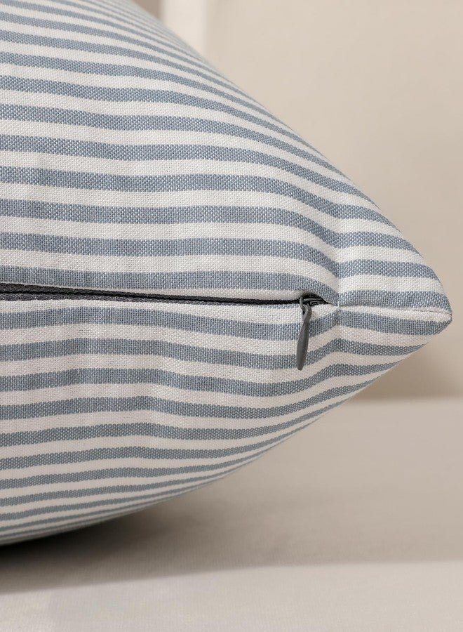vctops Blue Stripe Print Decorative Throw Pillow Covers 12x20 Inch Farmhouse Pinstripe Lumbar Cushion Cover Pillowcase for Sofa Bedroom Couch (Blue Stripe,12"x20") - Image 4