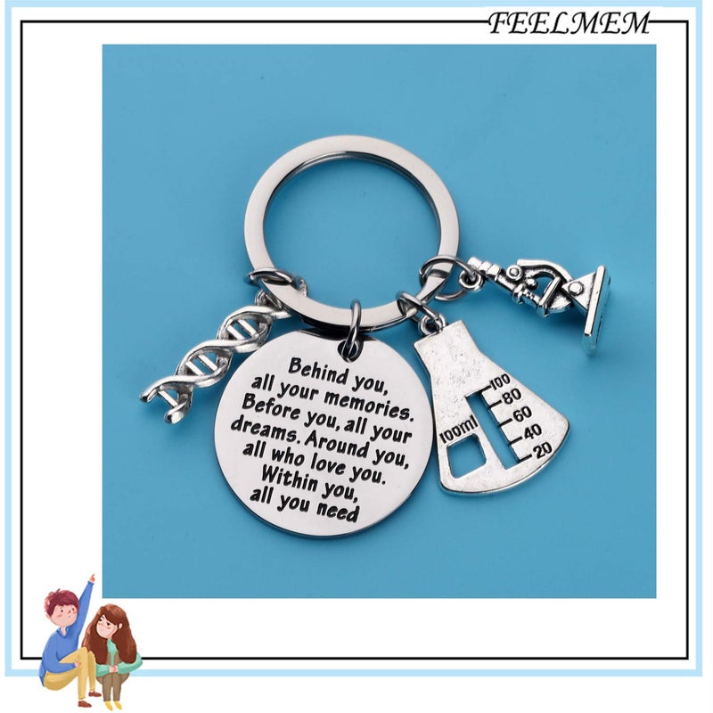FEELMEM Biology Chemistry Keychain Future Chemist Gift Behind You All Your Memories Science Tech Keychain Graduation Gift - Image 3