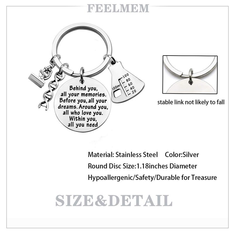 FEELMEM Biology Chemistry Keychain Future Chemist Gift Behind You All Your Memories Science Tech Keychain Graduation Gift - Image 2