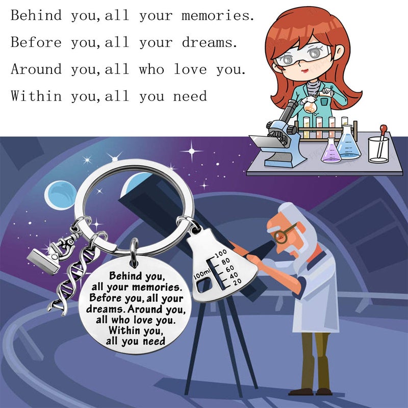 FEELMEM Biology Chemistry Keychain Future Chemist Gift Behind You All Your Memories Science Tech Keychain Graduation Gift - Image 4