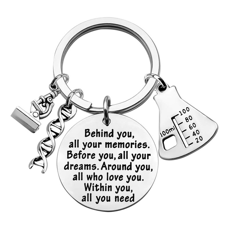FEELMEM Biology Chemistry Keychain Future Chemist Gift Behind You All Your Memories Science Tech Keychain Graduation Gift - Image 1